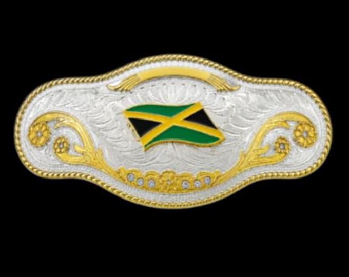 Big Jamaican Jamaica Flag Wrestling Belt Buckle