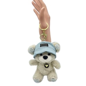 Bling Bling Teddy Bear Plush Stuffed Animal Keychains High Quality Blue Hat