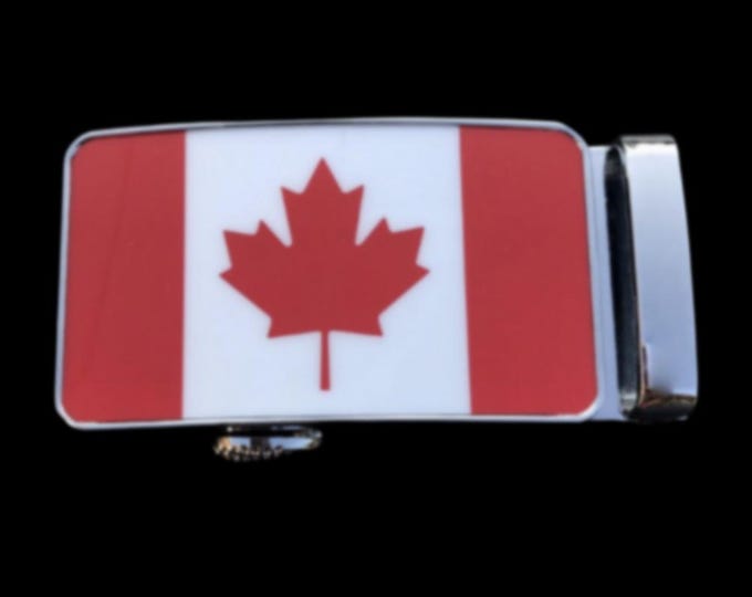 Belt Buckle Canada Flag Black White Self Locking Buckles