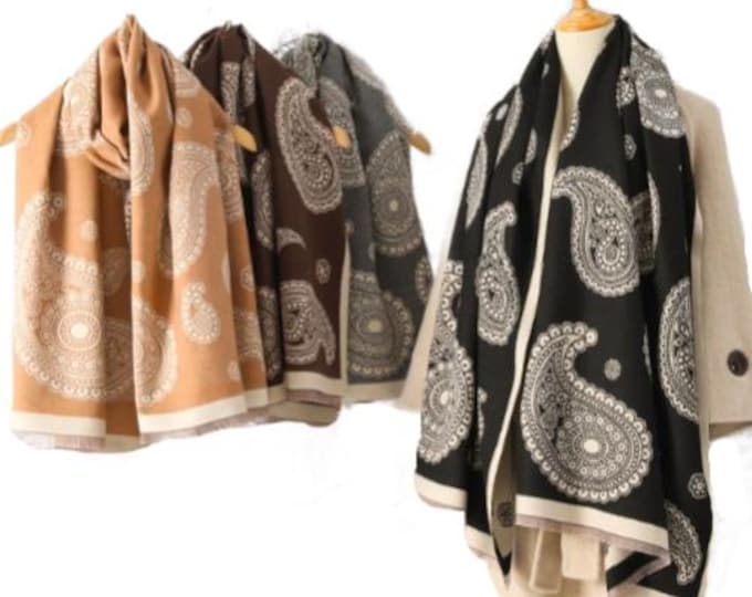 Ladies Top Quality Double Sided Paisley Pattern Scarf Evening Shawl Scarves