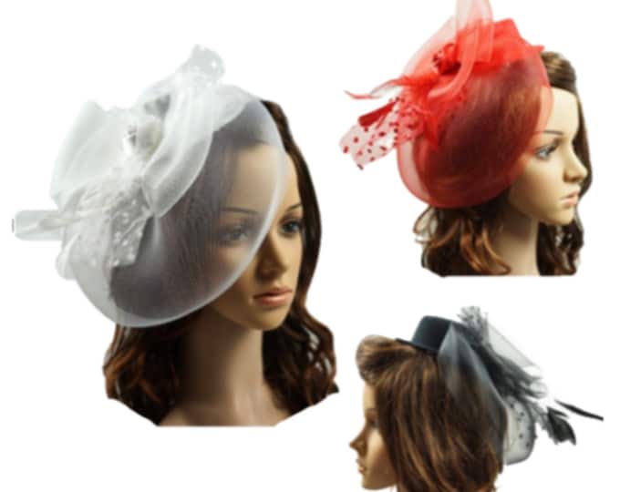 Women Fascinator Feather Hat Cocktail Tea Party Headband Lady Wedding Hair Clip