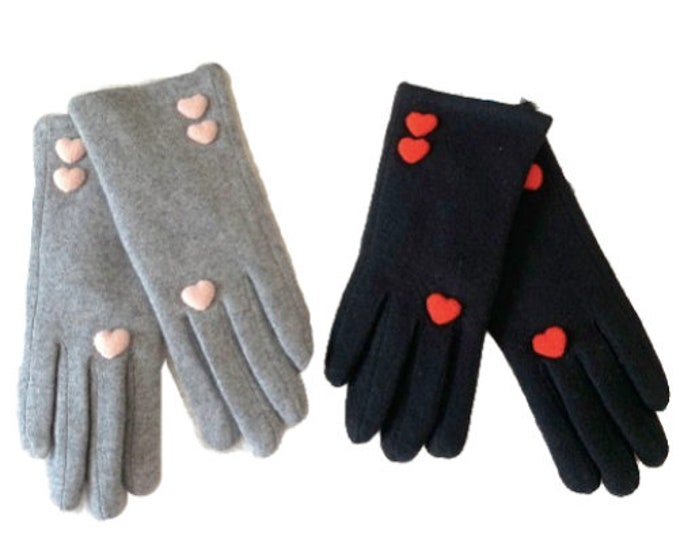 Women's Touchscreen Winter Fashion Hearts Gloves