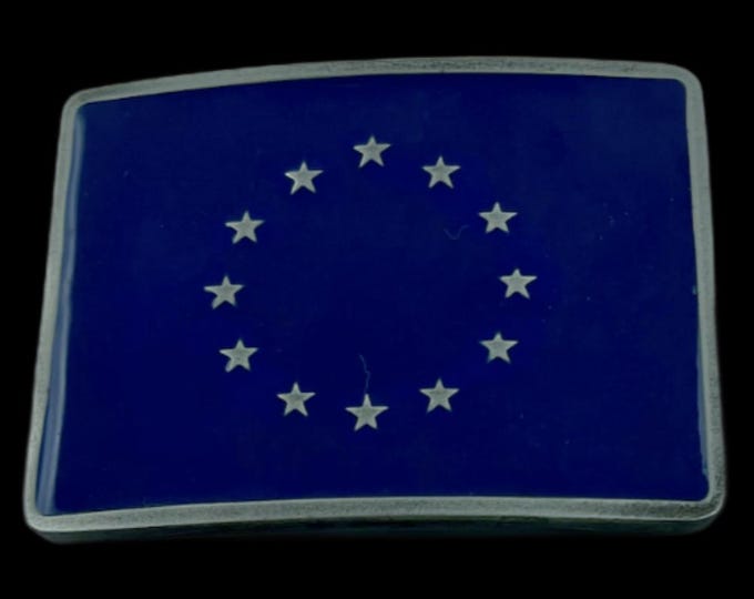 Europe EU European Union Euro Stars Flag Belt Buckle Buckles