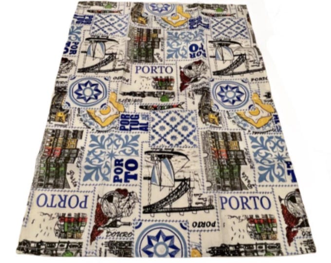 100% Cotton Dish Cloth Portuguese Porto Azulejo Design Traditional Motifs