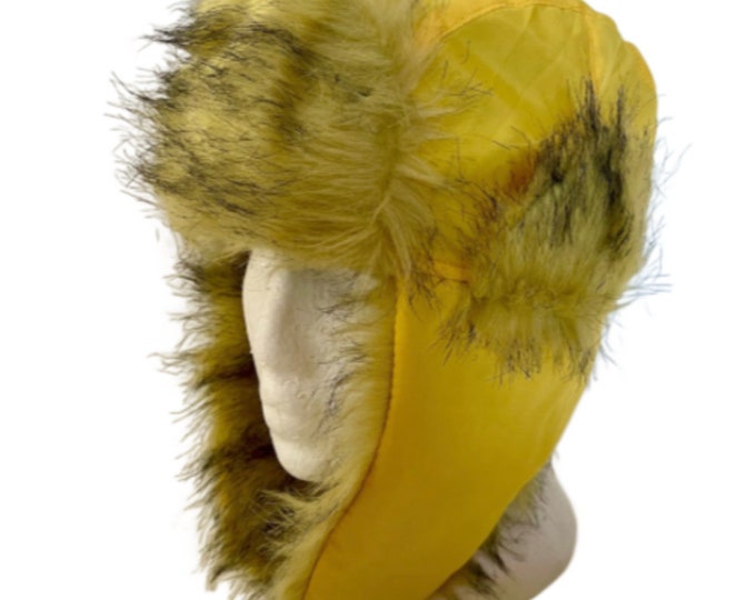 Yellow Unisex Winter Aviator Trooper Earflap Warm Russian Ski Hats Fur