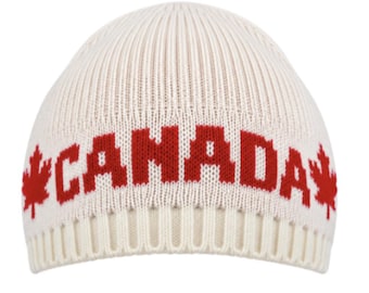 Canada Flag Canadian Maple Leaf White Red Ski Hat Tuque Beanie Chapeau