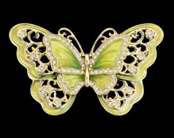 Butterfly Belt Buckle Butterflies Green Rhinestone Buckles