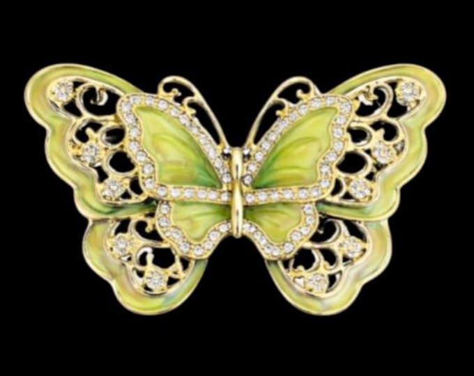 Butterfly Belt Buckle Butterflies Green Rhinestone Buckles