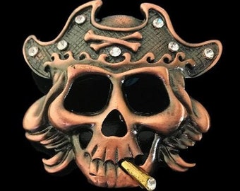 Pirat Skull Head Cigar Belt Buckle Buckles