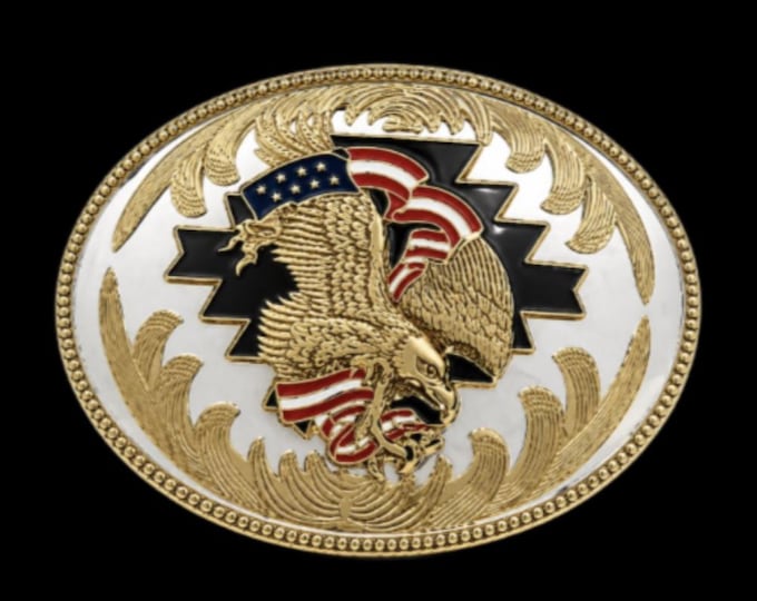 Belt Buckle Golden Eagle American Flag Bald Eagle's USA Big Western Belts Buckles