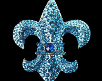 Quebec Orleans Saints Lys Flower Fleur Lis Rhinestone Belt Buckle Buckles