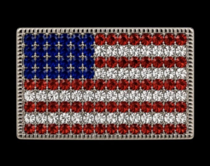 USA Belt Buckle Flag Stripes Stars Old Glory Rhinestone Buckles