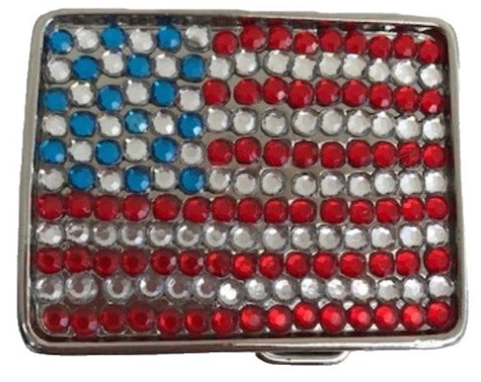 Belt Buckle Rhinestone American Flag Old Glory USA Buckles