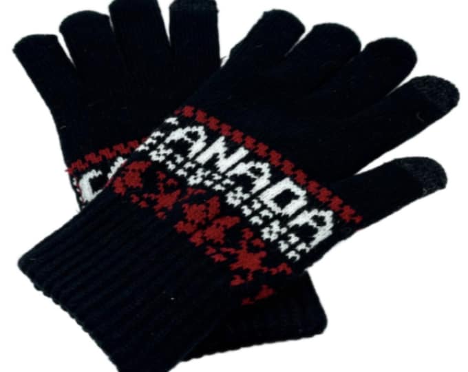 Unisex Canada Gloves Thermal Warm Winter Knitted Pattern Touch Screen Compatible