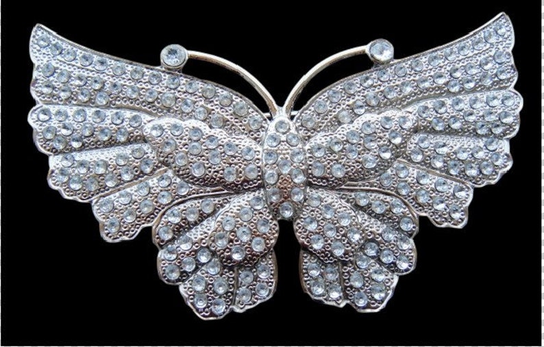 Credence Glittering Glitter Rhinestone Big Flying B Butterfly Buckle Belt famous