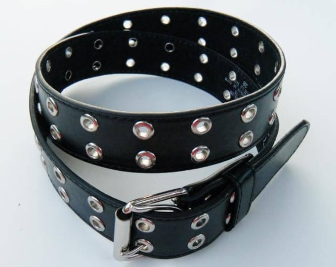 Leather Belt Double Hole Goth Punk Belts Removable Buckles Size 38