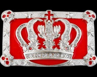 Crown Queen King Red Skull Royal Crown Royalty Belt Buckle Buckles