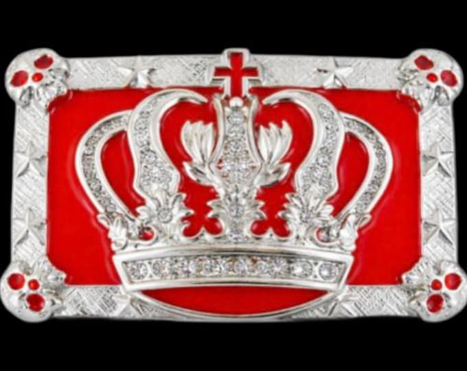 Crown Queen King Red Skull Royal Crown Royalty Belt Buckle Buckles