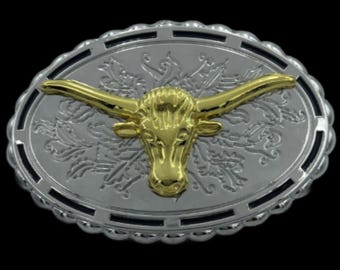 Texas Longhorns Cow Steer Western Belt Buckle