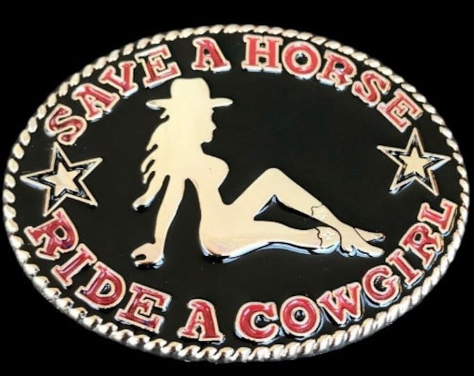 Cowgirls Save Horse Ride Cowgirl Rodeo Western Belt Buckle Buckles