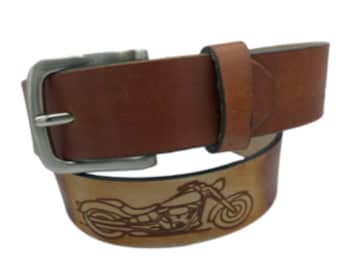 Western Belt Genuine Leather Motorcycle Decorated Rodeo Cowboy Snap On Belts