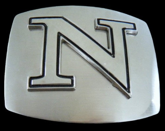Initial N Letter Name Tag Monogram Chrome Belt Buckle Buckles