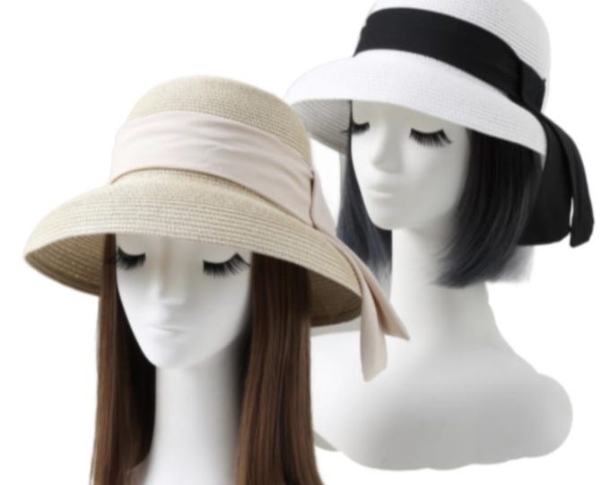 Women's Sun Summer Hat Straw UV Protection Travel Foldable Church Hats