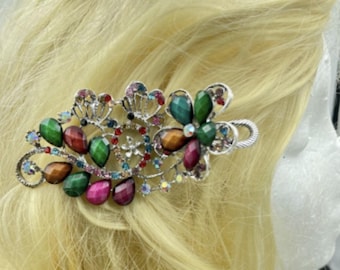 Colorful Rhinestones Crystal Hair Barrettes Metal Hair Claws Clip