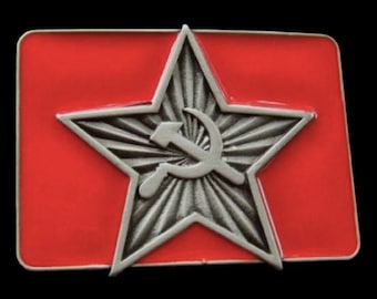 Russia USSR Russian Soviet Union Hummer Sickle CCCP Flag Belt Buckle