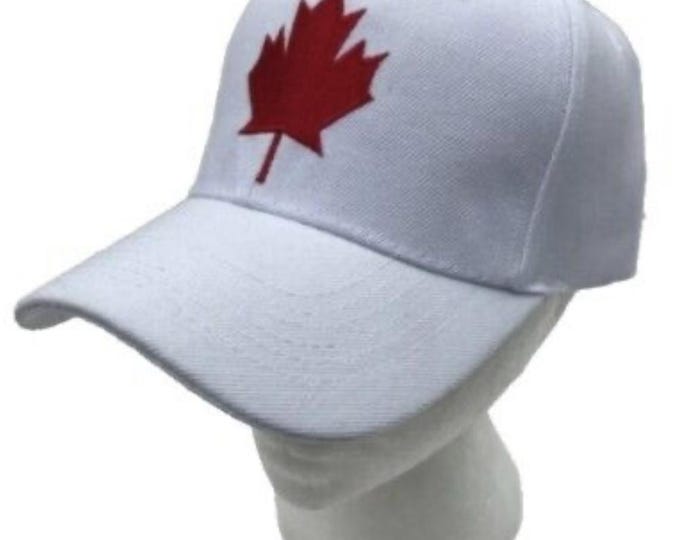 White Canada Canadian Red Maple Leaf Flag Hat BaseBall Ball Cap