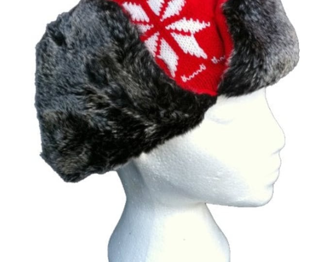 Hat Snowflakes Red Pattern Trapper Aviator Winter Ski Hats