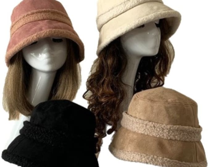 Bucket Hat Faux Fur Ladies Warm Fisherman Cap Plush Winter Women Fluffy