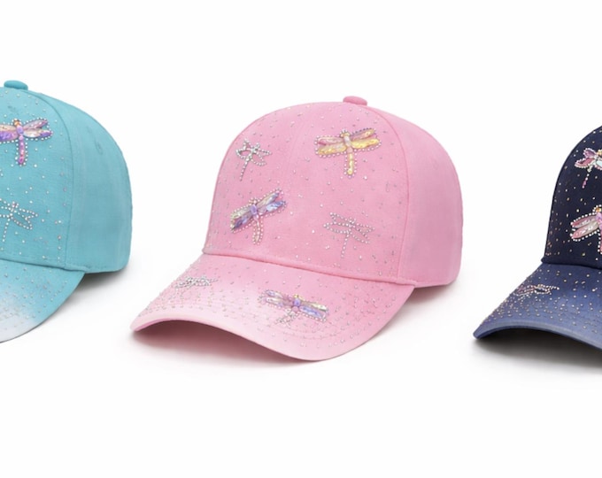 Rhinestone Dragonfly Bling Women's Baseball Cap Summer Hat