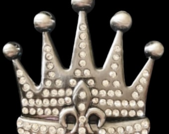 Royal Royalty Rhinestone Crown Fleur De Lys Lis Queen King Belt Buckle Buckles
