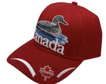 Canada Canadian Loon Duck Maple Leaf Embroidered Baseball Cap Hats