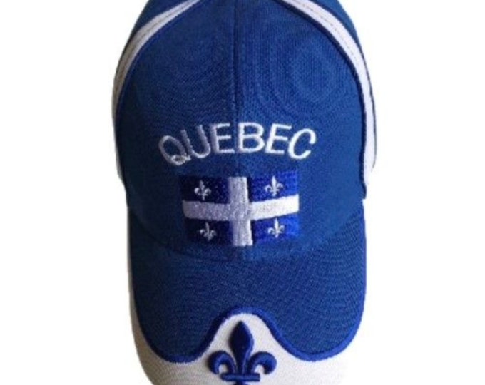 Quebec Flag Canada Fleur De Lys Hat Cap Baseball Blue Embroidered New