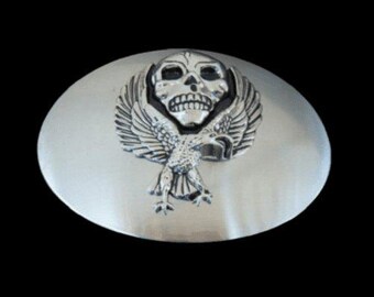 Big Western 3D Flying Eagle Skullhead Skull Belt Buckle