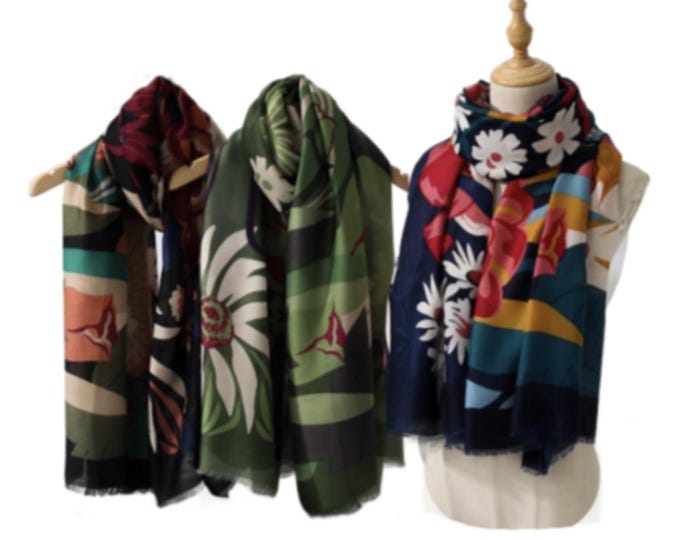 Ladies Quality Floral Pattern Scarf Evening Shawl Women's Summer Fashion