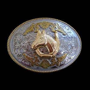 Two Toned Horse Horses Horsehead Western Belt Buckle