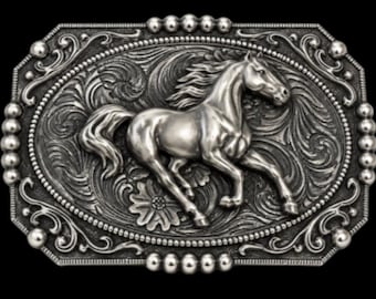 Horse Floral Belt Buckle Cowboy Cowgirl Western Buckles