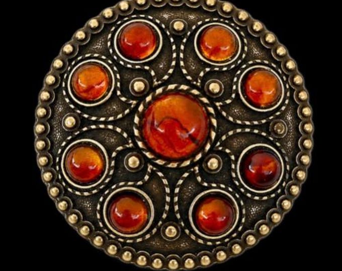 Round Classy Amber Stones Flower Western 3d Belt Buckle Boucle De Ceintures