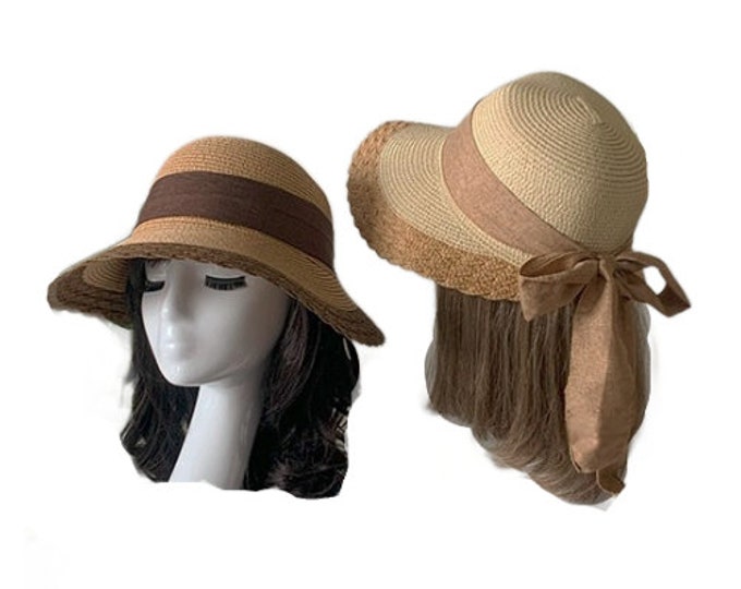 Portable Women's Woven Golf Visor Cap Sun Summer Beach Hat