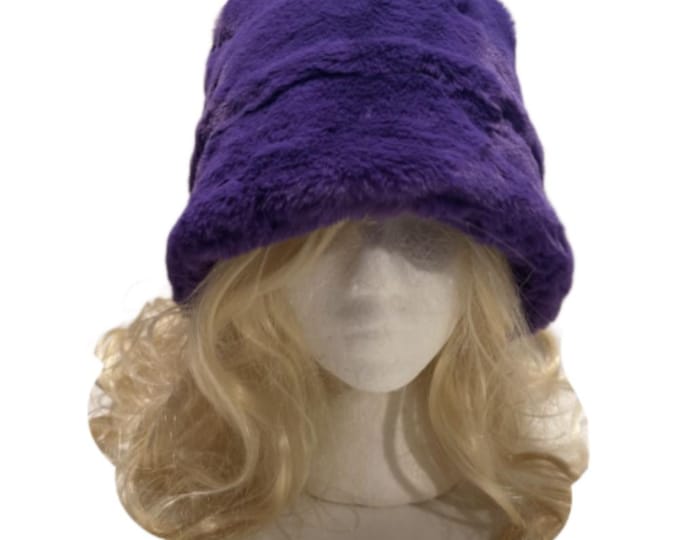 Faux Fur Bucket Fuzzy Plush Women's Winter Hat