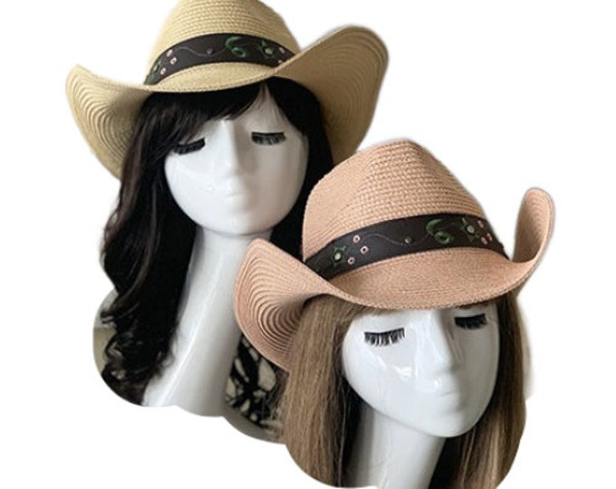 Light Pink Hat Summer Outdoor Women Western Cowboy Cowgirl Hats