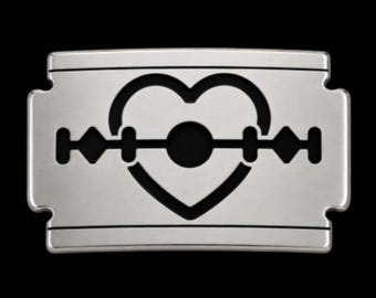 Razor Blade Black Heart Tool Belt Buckle