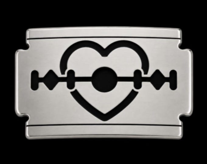 Razor Blade Black Heart Tool Belt Buckle