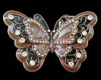 Belt Buckle Butterfly Monarch Wings Brown Rhinestone Butterflies Belts Buckles