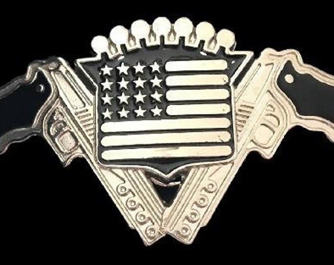 Gun Belt Buckle American USA Flag Patriot Culture