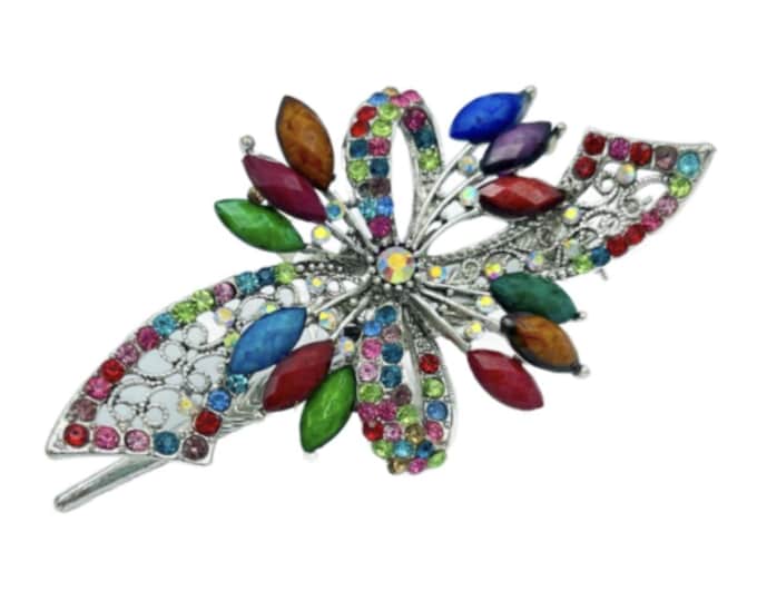 Colorful Rhinestone Crystal Hair Barrettes Metal Hair Claws Clip