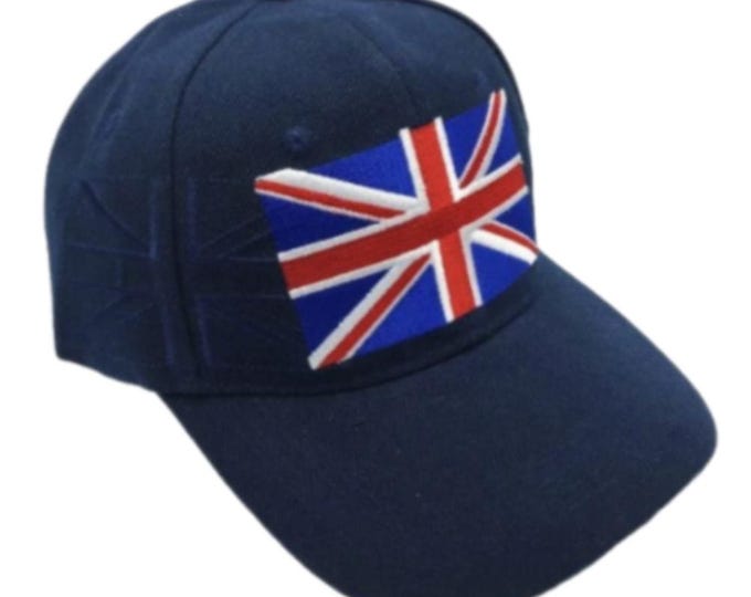 Baseball Cap Raised Union Jack Embroidered Summer Hat Cap Navy